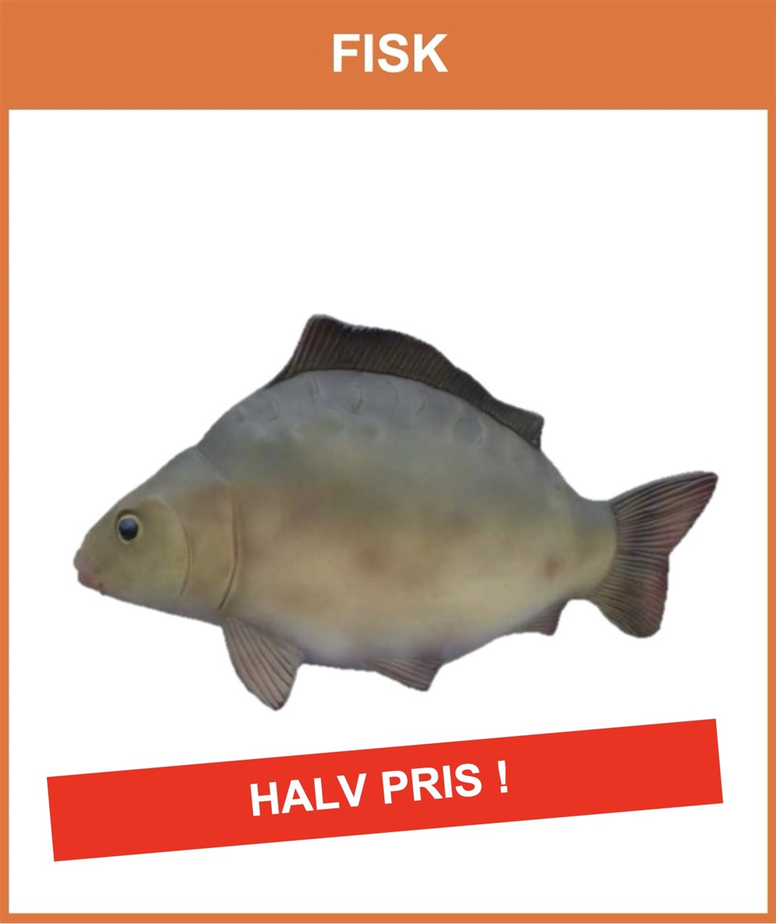 BRUGT
STOR FISK
Brugt i udstilling, men ellers som ny
Haves ca. 10 stk.
Størrelse: 40 x 60 cm.
Pris kr. 750.- + moms og fragt
*