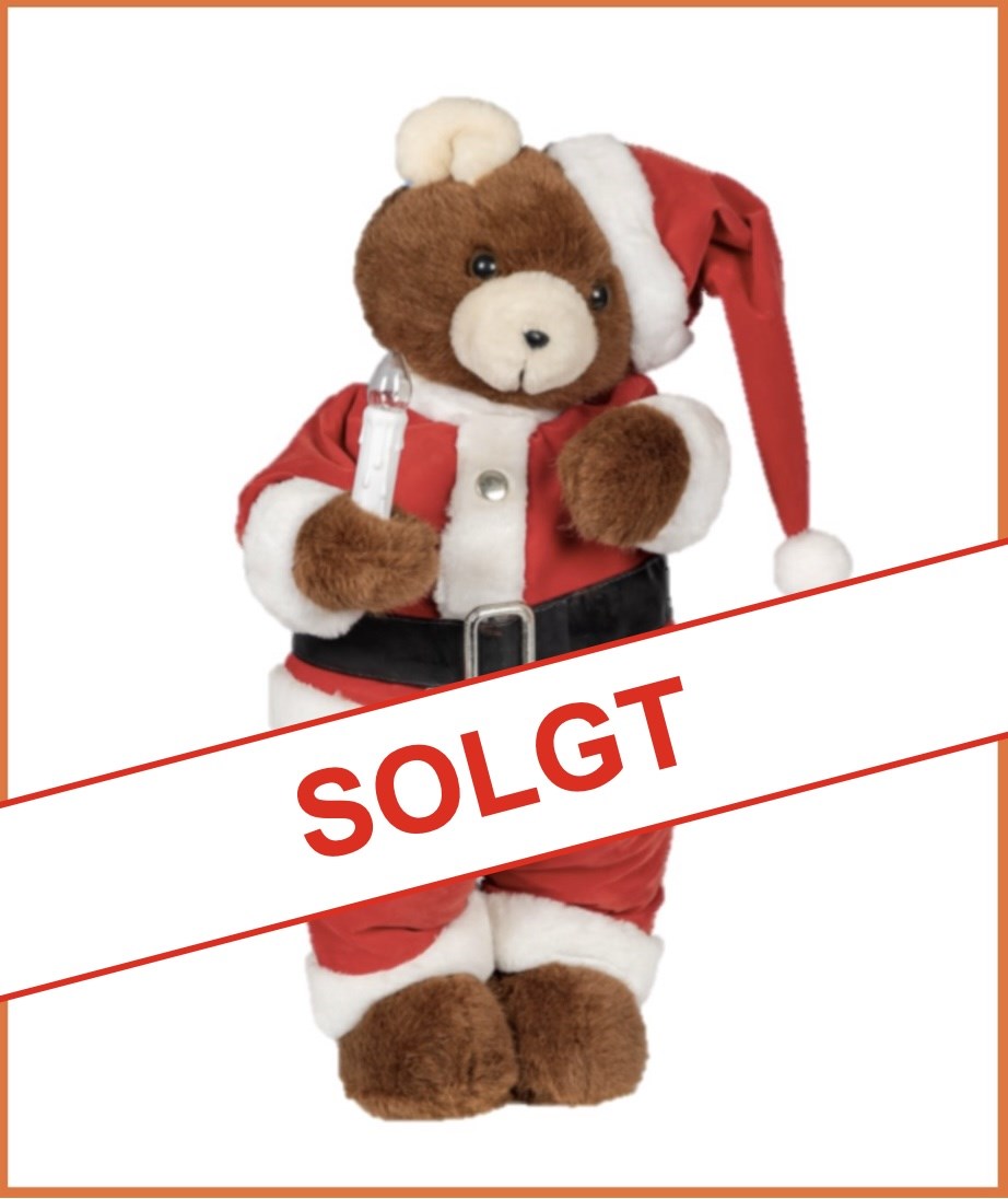 Mekanisk Nisse Bamse
Med lys og bevægelser
Størrelse: 60 x 30 cm.
Strøm: 230.V (Alm. netstik)
Pris kr. 3.800.- + moms & fragt
*