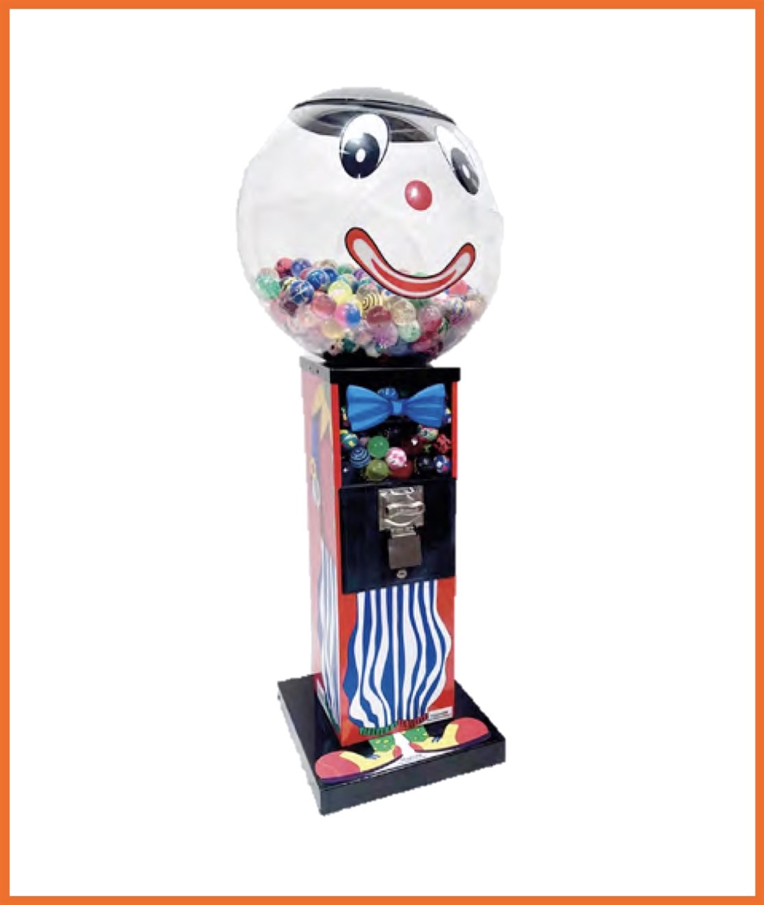 F009
Bold Automat på søjle
Kapasitet. 600 stk. str. Ø47 mm. bolde
Størrelse: L. 50 x D. 50 x 140 cm.
Farve: Gul/sort/grøn
Vægt: 21 kg.
Møntindkast: Efter ønske
Produceret i: Italien
*