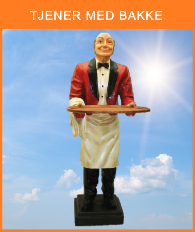 D 010
Klassisk Tjener figur med bakke, til indgangspartier med menu eller andet.
Størrelse: 80 cm. høj