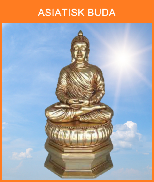 Asiatisk siddende Buddha i guld, som findes i templer i helse asien.
Størrelse: 125 cm. høj