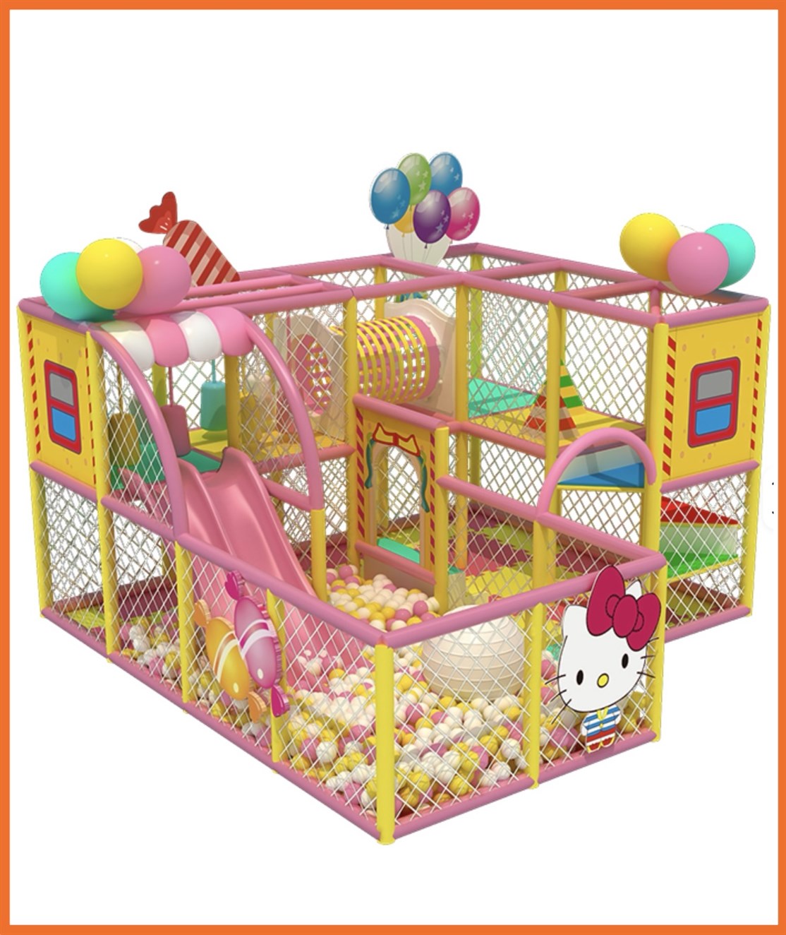 4 x 4 meter legeland i 2 etager til mindre børn
Her set forfra
*