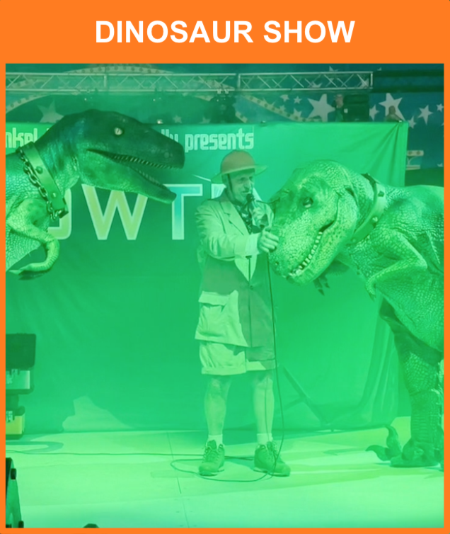 Dinosaur Show
Med levende dinosaurer, musik & konkurrencer