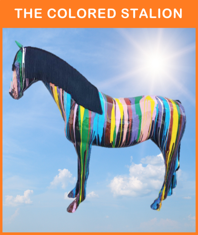 -
Art 005
The Colored Stalone
Naturtro hest opstillet på sort podie
Størrelse: 205 x 240 cm.