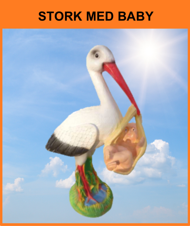 B 093 / A474
Stork med baby
Størrelse: 80 cm.