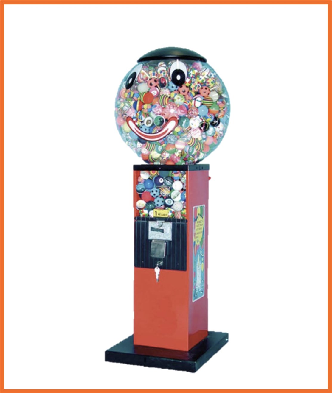 " F005 / SRVMS01
US Bold Automat på søjle
Kapasitet. 600 stk. str. Ø47 mm. bolde
Størrelse: L. 50 x D. 50 x 140 cm.
Farve: Rød/Sort
Vægt: 16 kg.
Møntindkast: Efter ønske
Produceret i: Italien
*