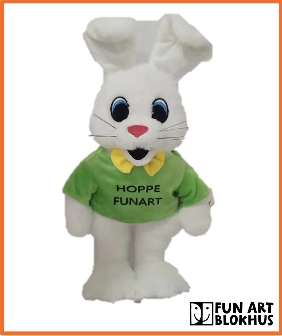 Kanin maskot bamse produceret til
FUN ART, BLOKHUS
*