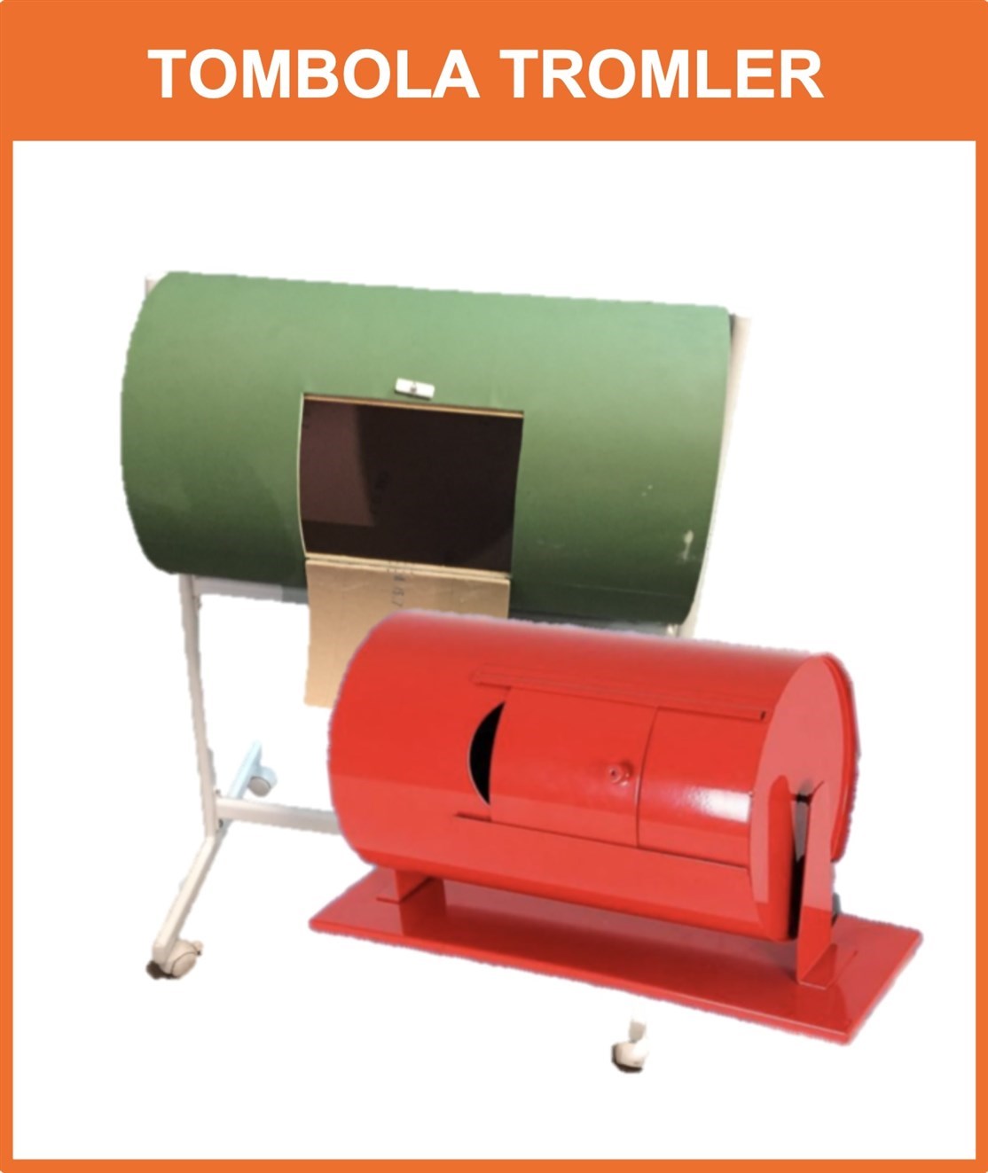 TOMBOLA
Vi udlejer tombola tromler i flere størrelser og farver, med eller uden lodder. Tombola aktiviteter er meget populæres og her kan du tjene ekstra penge eller promovere dit brand og firma på en sjov måde
*