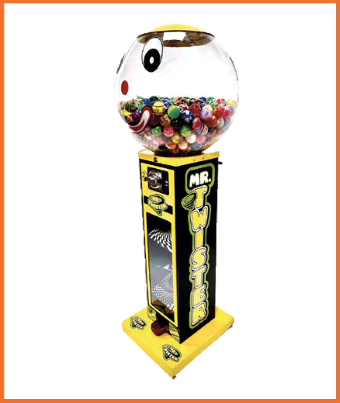 F007
Bold Automat på søjle
Kapasitet. 600 stk. str. Ø47 mm. bolde
Størrelse: L. 40 x D. 45 x 145 cm.
Farve: Gul/sort/grøn
Vægt: 21 kg.
Møntindkast: Efter ønske
Produceret i: Italien
*