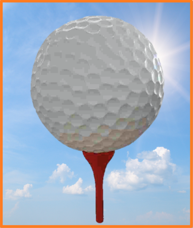 Kæmpe Golf kugle på tee
Størrelse 120 x 200 cm.
