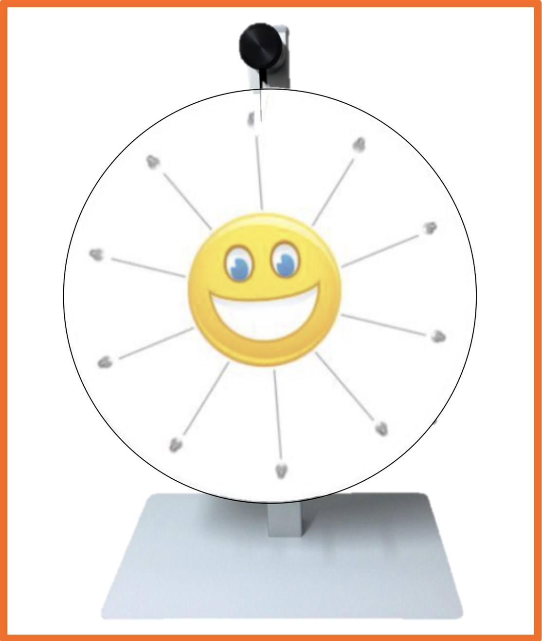 Bord lykkehjul m/ whiteboard plade og smilende sol
*