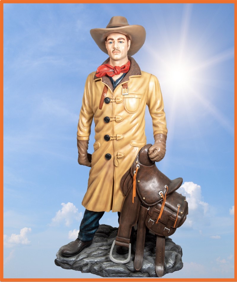 # WW004
Cowboy m/ saddel og winchester riffel
Materiale: Glasfiber
Højde: 220 cm.
Lejepris kr. 2.500.- + moms & fragt