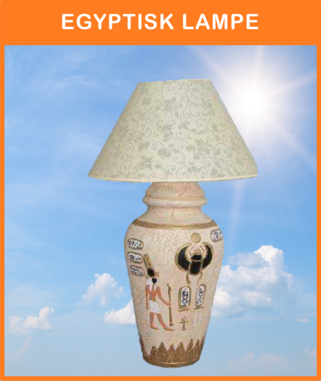 -
Egypt no. 012
Egyptisk lampe med motiver og skærm 
Størrelse: 52 cm. høj