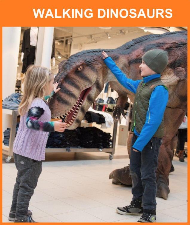 Walking Dinosaurs
Levende dinosaur går rundt i dine gader m.m.
*